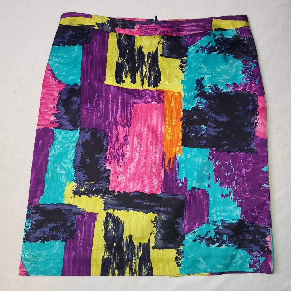 Trina Turk Abstract Pencil Skirt Women's Size‎ 8 Colorful Bright 80s